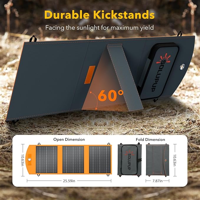 Solar Panels 30W Portable Foldable Solar Charger with 5V USB-A and USB-C Fast Charging Compatible