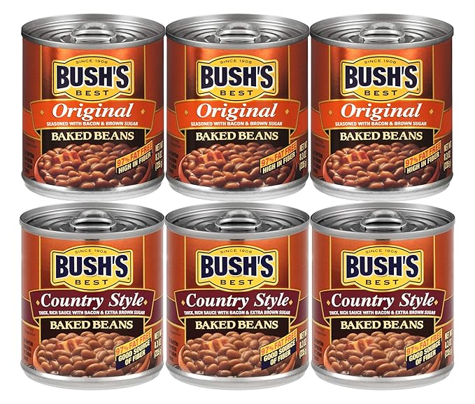 Bush's Best 3 Original Baked Beans, 3 Country Style Baked Beans, 8.3 Oz Variety Pack, 1 CT