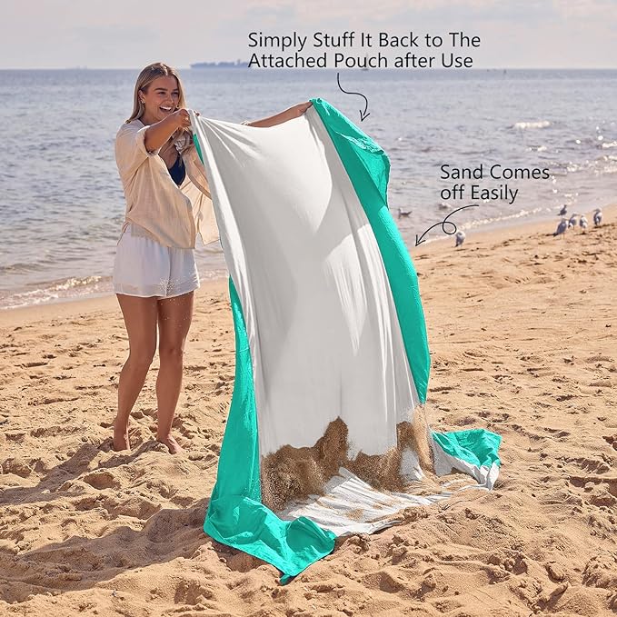 WEKAPO Beach Blanket Sandproof Waterproof, Extra Large Beach Mat, Oversized & Compact Sand Free Mat