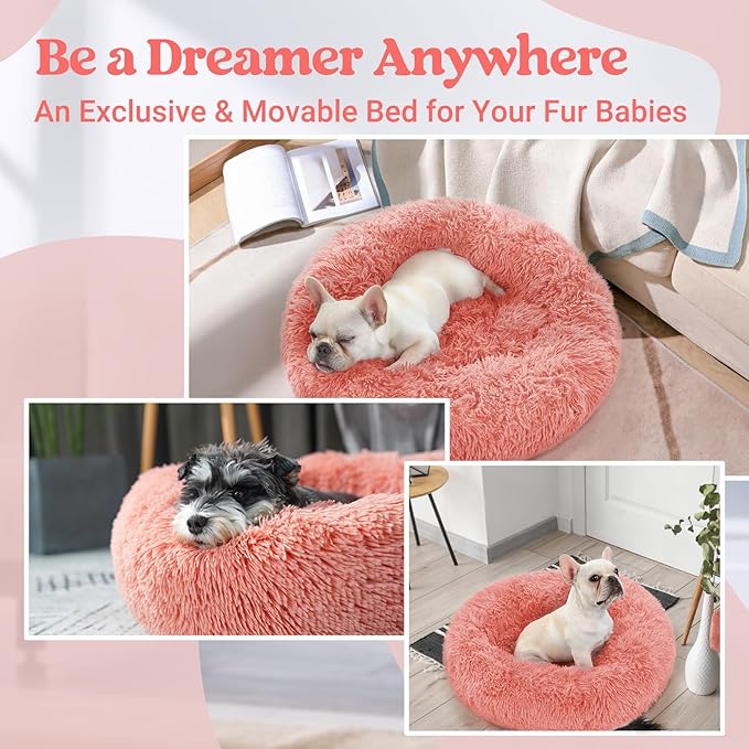 rabbitgoo Calming Dog Bed for Small Medium, 27 inches Pet Bed Machine Washable, Non-Slip Round