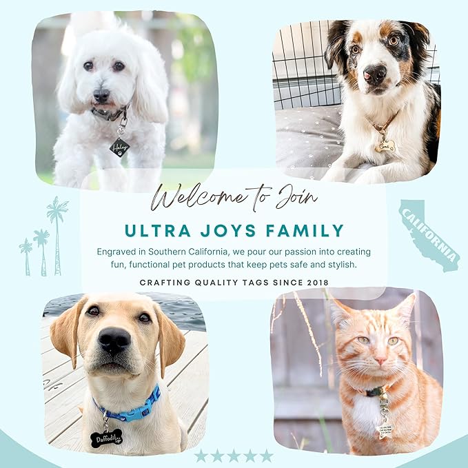 Ultra Joys Dog Tags Personalized for Pets - Hollow Paw Custom Pet ID Tag - Engraved Dog Tag for