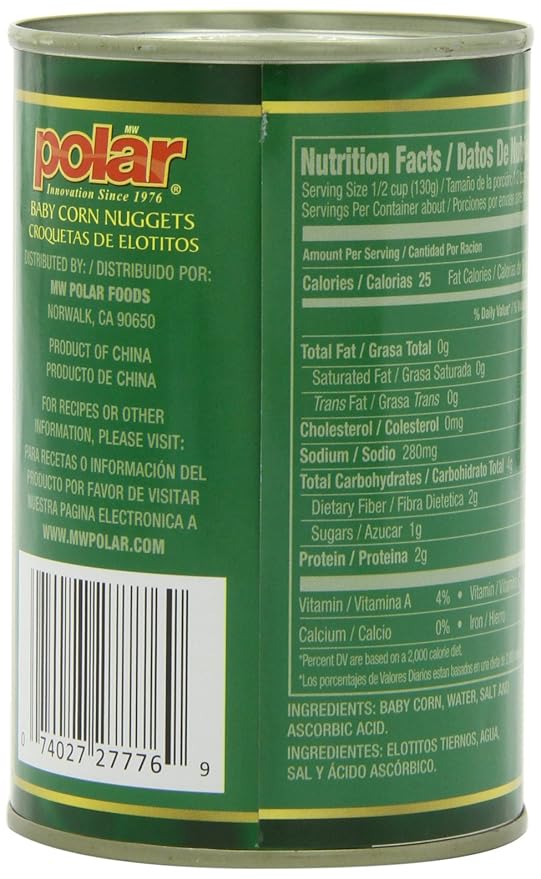 MW Polar Canned Vegetables, Baby Corn Nuggets, 15 Oz (Pack Of 12)