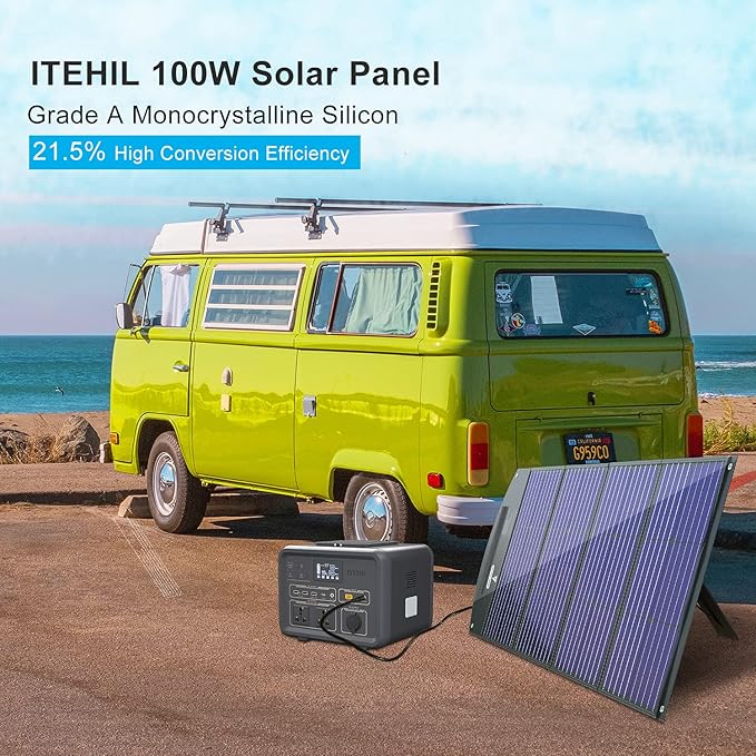 ITEHIL Solar Panel, 100W 18 Volt Monocrystalline Solar Panel Kits, Portable High Efficiency Solar