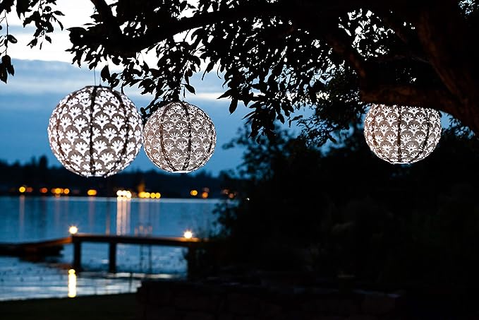 Allsop Soji Stella - Deco Globe - 12" Outdoor Solar Lantern -White