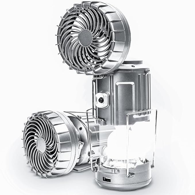 Camping Lanterns with Fan,Solar Camping Fan Charging for Phone, Rechargeable LED Lanterns Camping