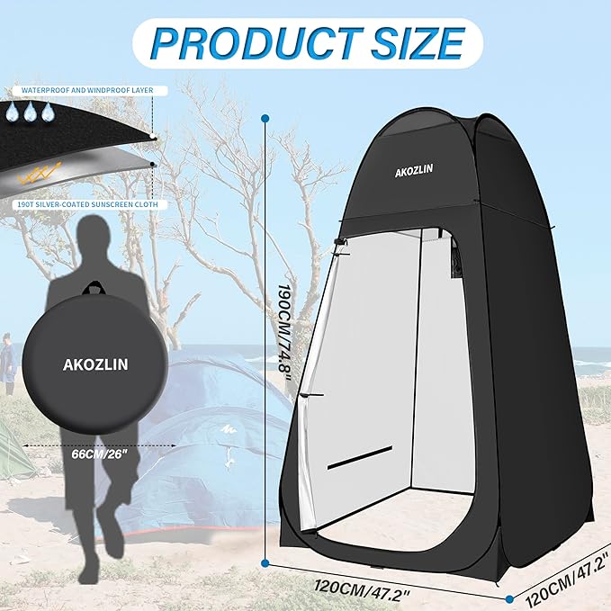 AKOZLIN Portable Pop Up Shower Tent Instant Privacy Dressing Changing Tent Outdoor Shower Room Camp