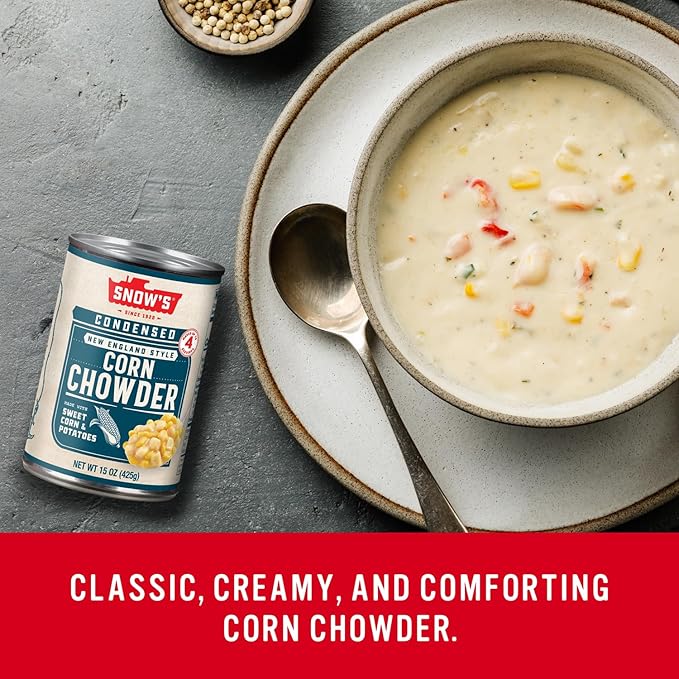 Snow's Condensed Corn Chowder, 15 oz Can (Pack of 12) - Creamy and Comforting Chowder with Corn