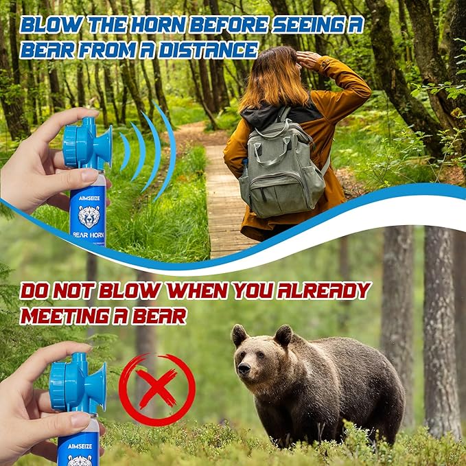 Bear Horn for Self Defense: 1.4oz Air Horn to Scare Bears, 120dB Heard Up to 1/2 Mile Away, Bear