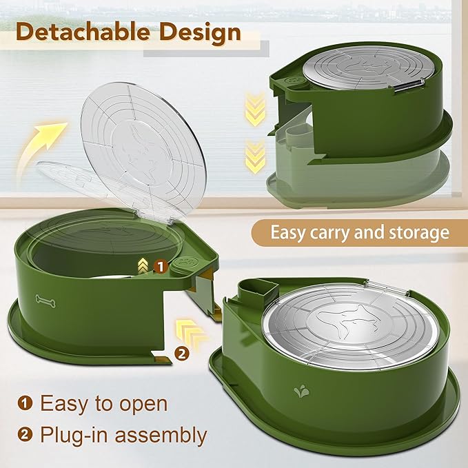 Stainless Steel Dog Bowl Set with Lids, 304 Metal Dual Food & Water Bowls for Dogs & Cats, Large