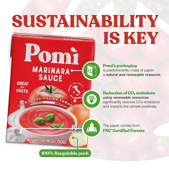 Pomì Marinara Sauce 26.46oz (Pack of 12) - Made in Italy - Non-GMO & Gluten-Free - Creamy, Velvety