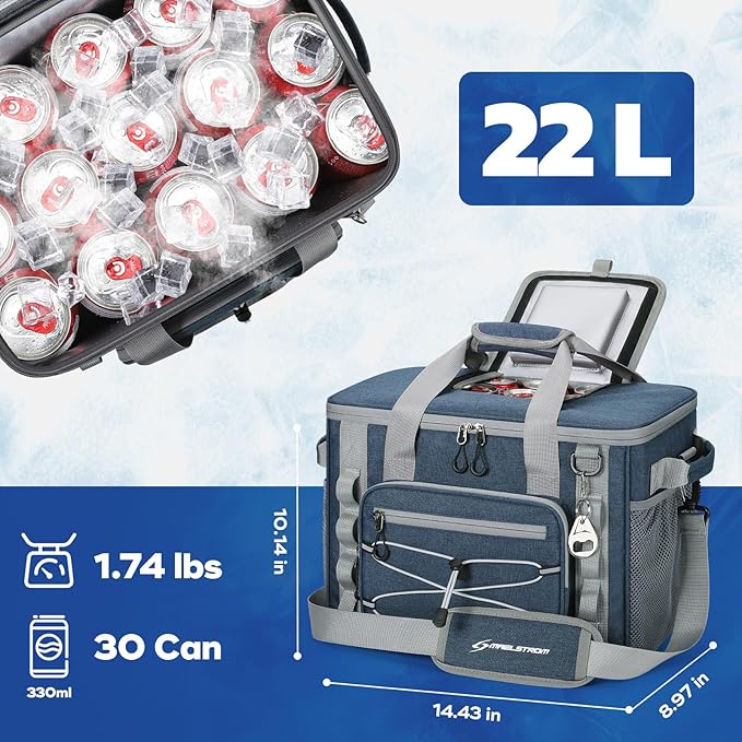 Maelstrom Soft Sided Cooler Bag, 30/40 Can Collapsible Insulated Ice Chest, Large Leakproof Camping