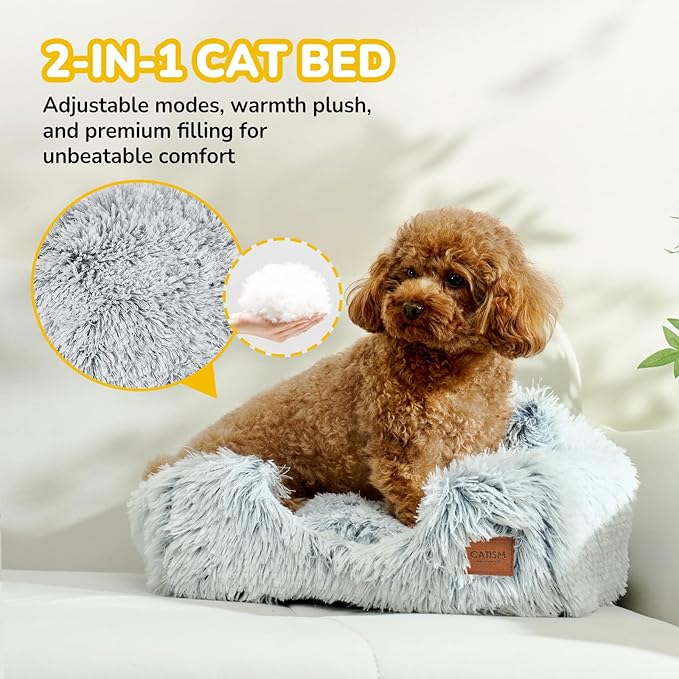 CATISM Cat Bed, Cat Cave for Indoor Cats, Soft Cat Dome, Self-Warming 2 in 1 Foldable Pet Cat House