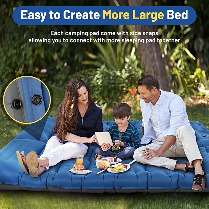 Camping Sleeping Pad, Extra Thick 6 Inch Inflatable Camping Mat with Pillow Built-in Foot Pump