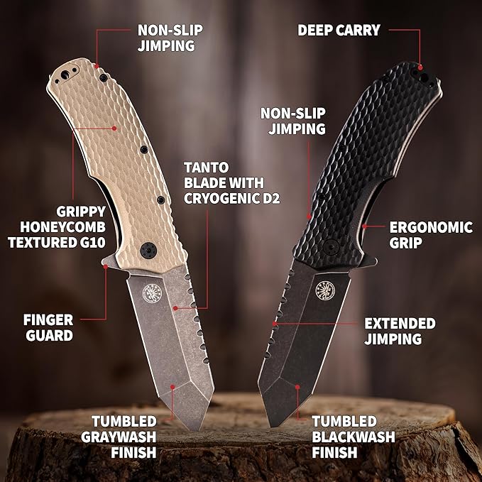 Off-Grid Knives - Rapid Fire Viper, Assisted Tanto Blade, Hard Use Build, Tactical, Camping &