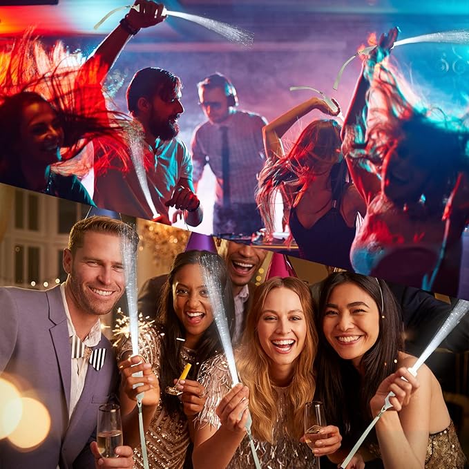 M.best 12pcs Glow Sticks Party Supplies, 3 Flashing Modes Glow in The Dark White Fiber Optic Wands