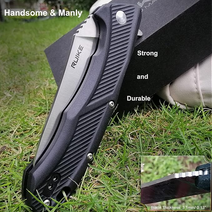 Ruike EDC Pocket Knife for Men,3.86 inch Big Blade,8Cr13 Stainless Steel,Liner Lock,Tactical