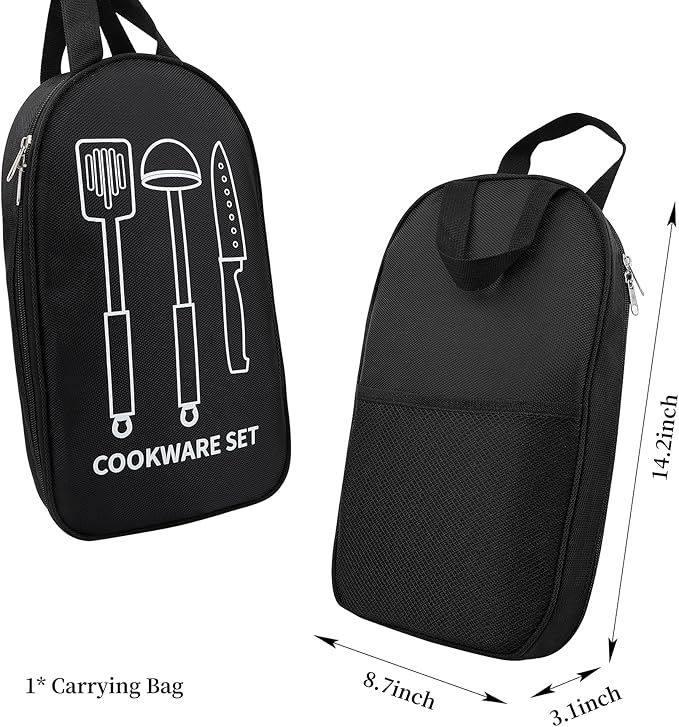 Camping Cooking Utensils Set, Stainless Steel Grill Tools, Camping BBQ Cookware Gear and Equipment
