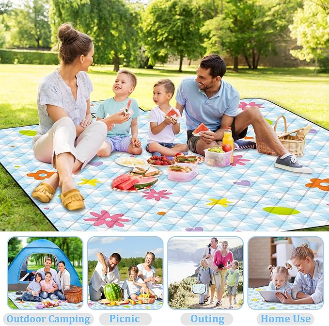 Extra Large Picnic Blanket Waterproof,80"x 80"Foldable Machine Washable Beach Blankets,Outdoor