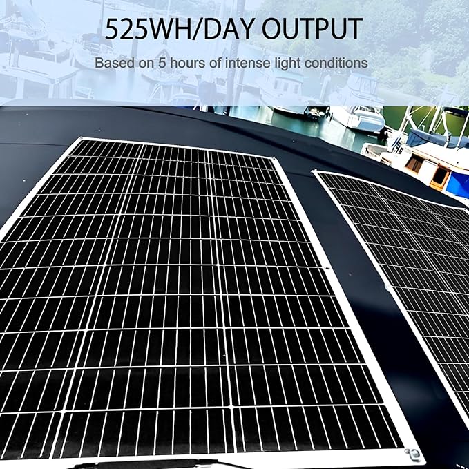 Flexible Solar Panel 100W 105W 12V Monocrystalline 250° Curvature Fiberglass High Efficiency