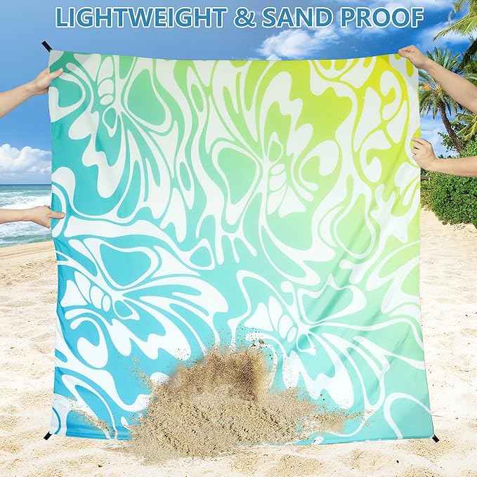 Beach Blanket Waterproof Sandproof Beach Mat 79" X 83"/10'x9'for 2-8 Adults Quick Drying Outdoor
