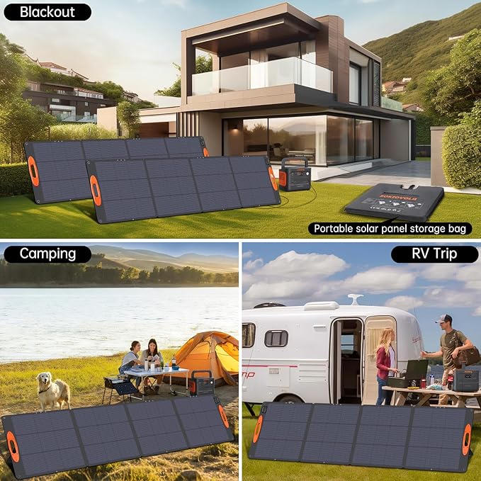 N-Type 16BB 220W Portable Solar Panel for EF/Jackery/Bluetti/Anker Power Station, IP68 Waterproof