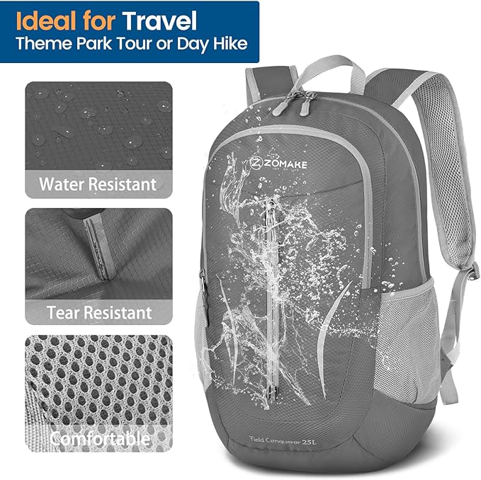ZOMAKE Ultra Lightweight Packable Backpack 25L, Foldable Hiking Backpacks Water Resistant Small