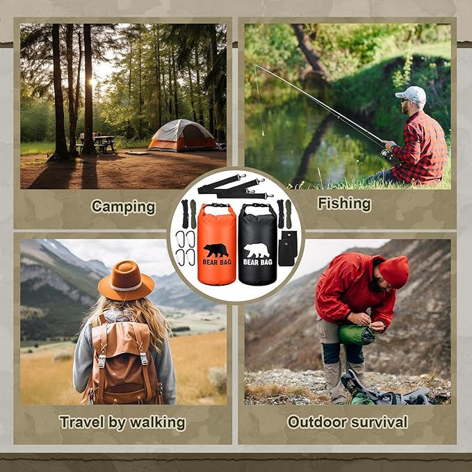 2 Sets Bear Food Bag for Camping Ultralight Food Bag Hanging System Includes 2 Pcs 10 L Waterproof