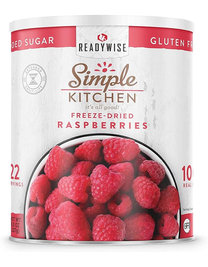 READYWISE - Simple Kitchen Freeze Dried Raspberries, 22 Servings, Vegan, Gluten Free, Healthy