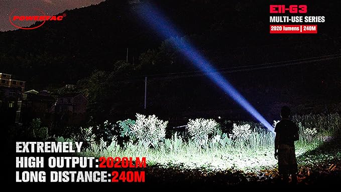 PowerTac E11-G3 2020 Lumen Rechargeable Flashlight, Type-C Charging, IPX8 Waterproof, 6 Modes