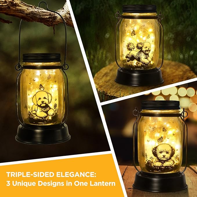 Bichon Dog Gifts for Women/Men Bichon Frise Solar Lanterns Birthday Dog Lovers Lantern Pet Loss Dog
