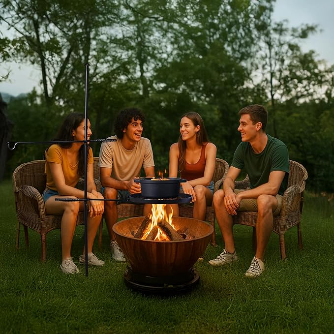 Outvita Swivel Campfire Grill, Open Fire Cooking Equipment for Camping with Height Adjustable Grill
