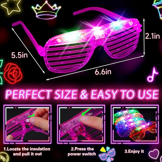 180 PCS Light Up Glasses, Glow In The Dark Party Supplies, LED Glasses, Glow Glasses, Glow In The