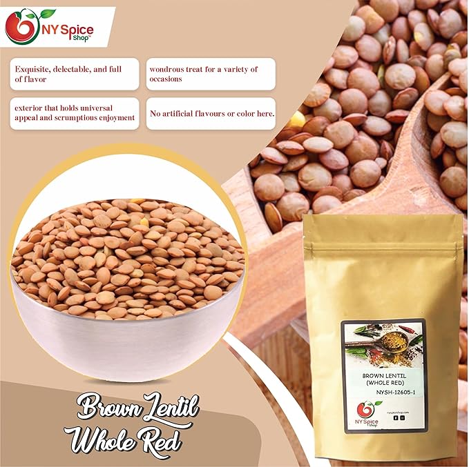 NY SPICE SHOP BROWN LENTIL (WHOLE RED) ??3 lbs. (Pound) Desi Masoor (Masur) Whole - Brown Lentils
