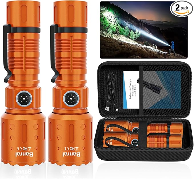Flashlights High Lumens Rechargeable, Super Bright Long Range Small Powerful Flashlight, 6 Modes
