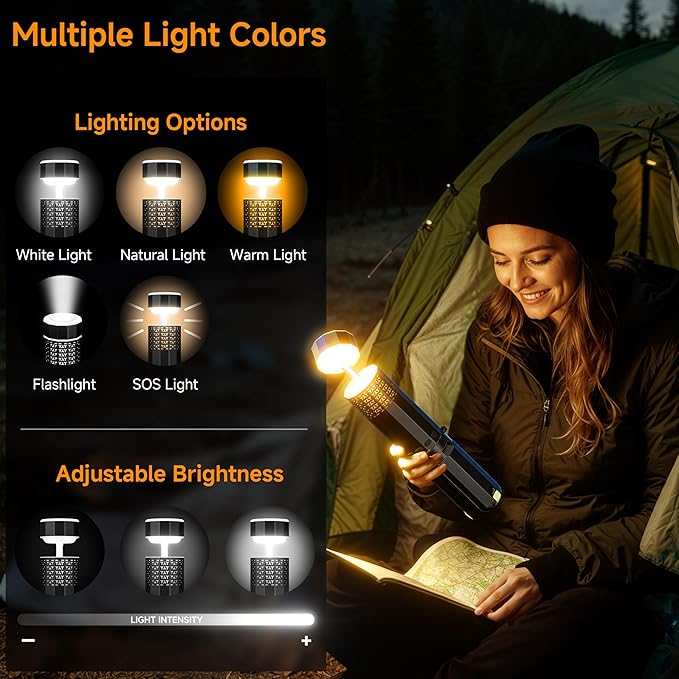 Rechargeable 21000mAh Camping Light, Telescopic Camping Lights, Collapsible Magnetic Camping