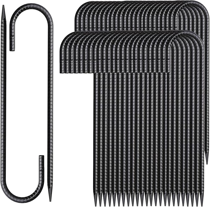12 Inch Rebar Stakes 50 Pack J Hook Ground Stakes Heavy Duty Chain Link Fence Stakes Galvanized