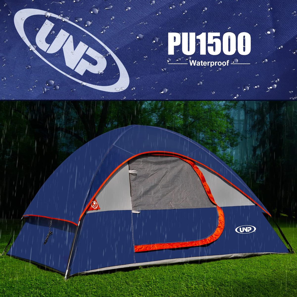 UNP 2 Person Camping Tent Waterproof Family Dome Tent Outdoor