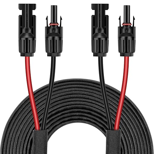 30FT 12AWG Solar Panel Extension Cable with Female and Male Connectors, Solar Cable for Solar