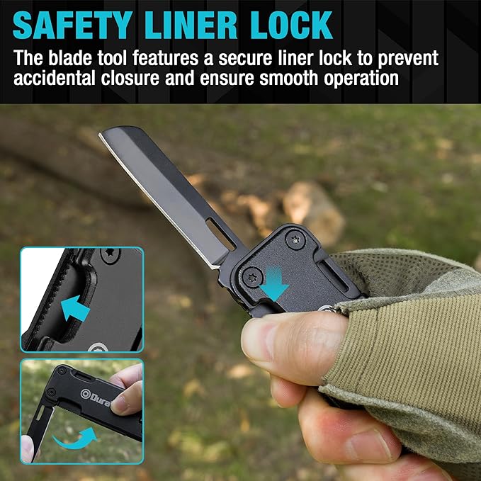 DuraTech 16-in-1 Multitool Knife, Compact EDC Pocket Tool with Locking Blade, Magnetic Bit Holder