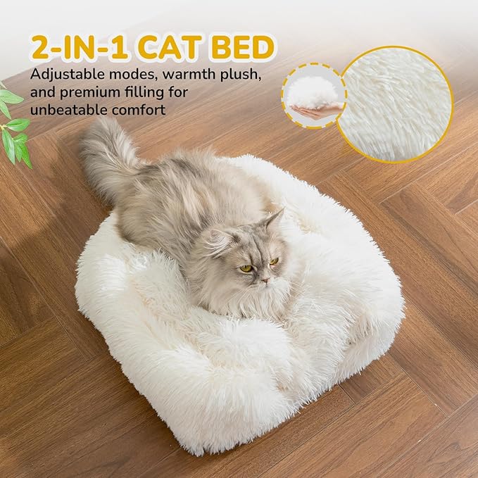 CATISM Cat Bed, Cat Cave for Indoor Cats, Soft Cat Dome, Self-Warming 2 in 1 Foldable Pet Cat House