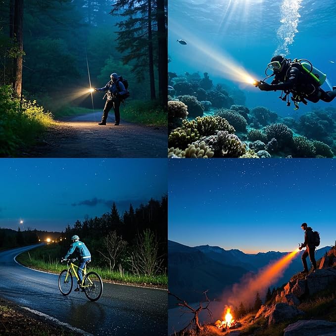 Dive Light Scuba Diving Flashlight Dive Torch Rechargeable,3500Lumens 6 Modes Underwater Light,IPX8