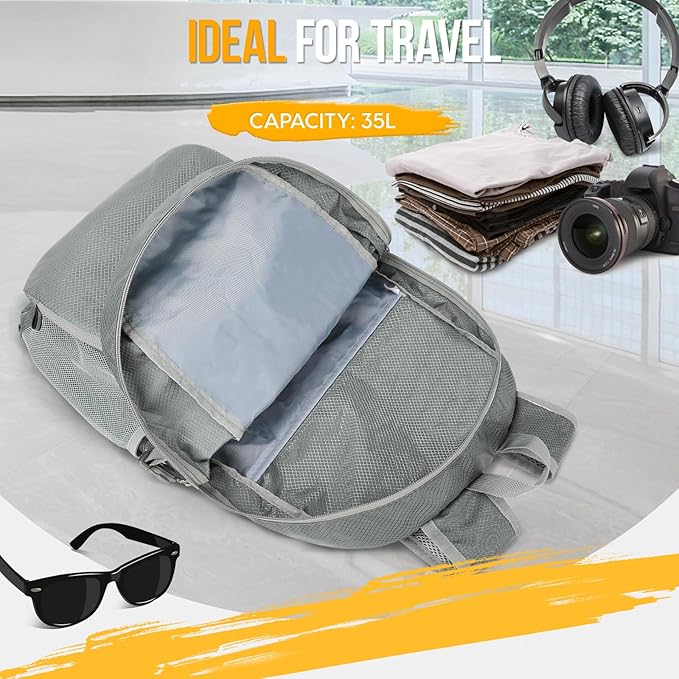 ZOMAKE Lightweight Packable Backpack 35L, Light Foldable Backpacks Water Resistant Collapsible