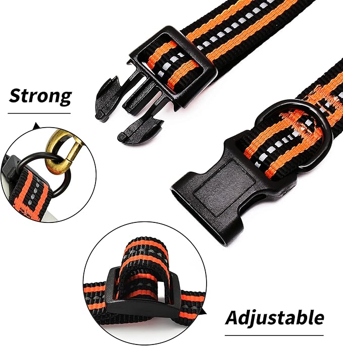 Mile High Life Reflective Dog Collar | Nylon Pet Collars wiith Buckle | Light Weight Puppy Collars