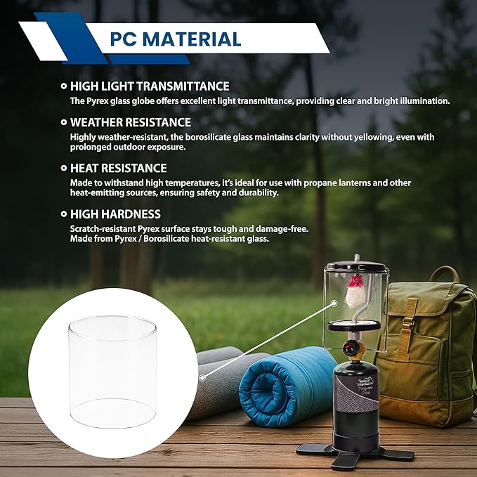 American Mantle Lantern Globe Replacement | 4.05"4.05"x4.21" Straight Clear Borosilicate Glass |