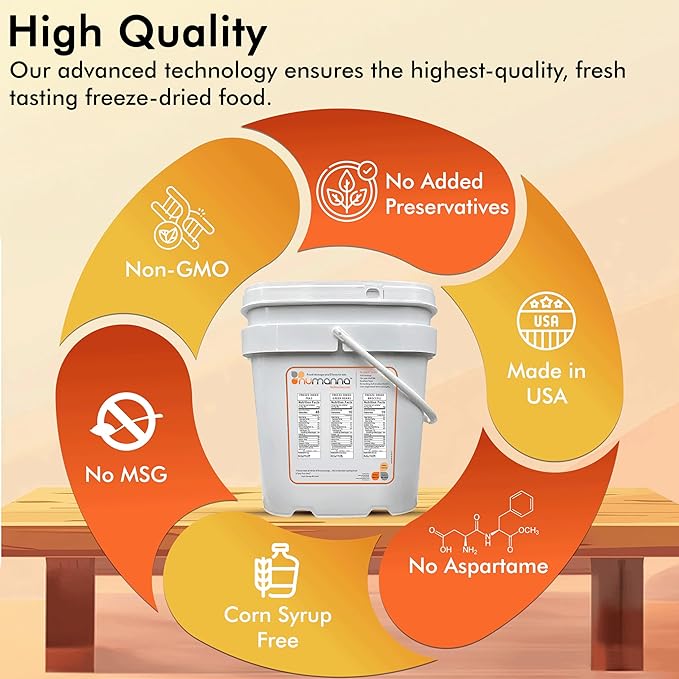 Numanna Dozen Emergency Freeze-Dried 12 Vegetables Buckets 1200 Servings Contains Peas, Green Beans