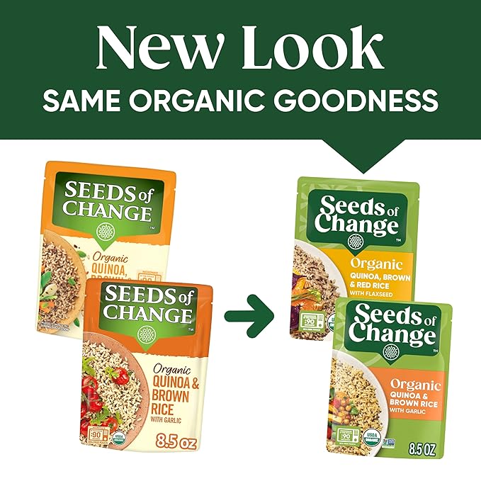 SEEDS OF CHANGE Organic Rice Variety Pack Quinoa and Brown Rice with Garlic & Quinoa Brown & Red