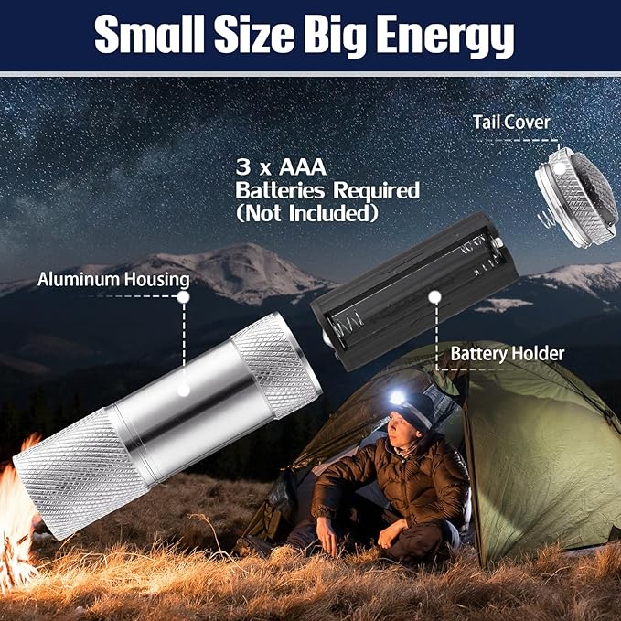 VIHOSE 12 Pcs Mini Flashlights Bulk, Bright Aluminum Handheld Flash Lights with Lanyard, Small LED