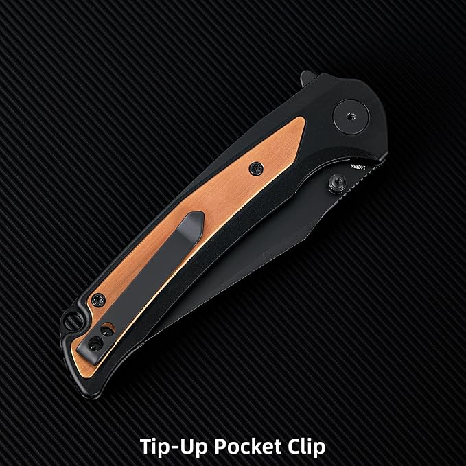 EDC Pocket Knife, 3.6" 14C28N Aluminium With Steel Inlay Handle, Folding Knife for Camping Hiking