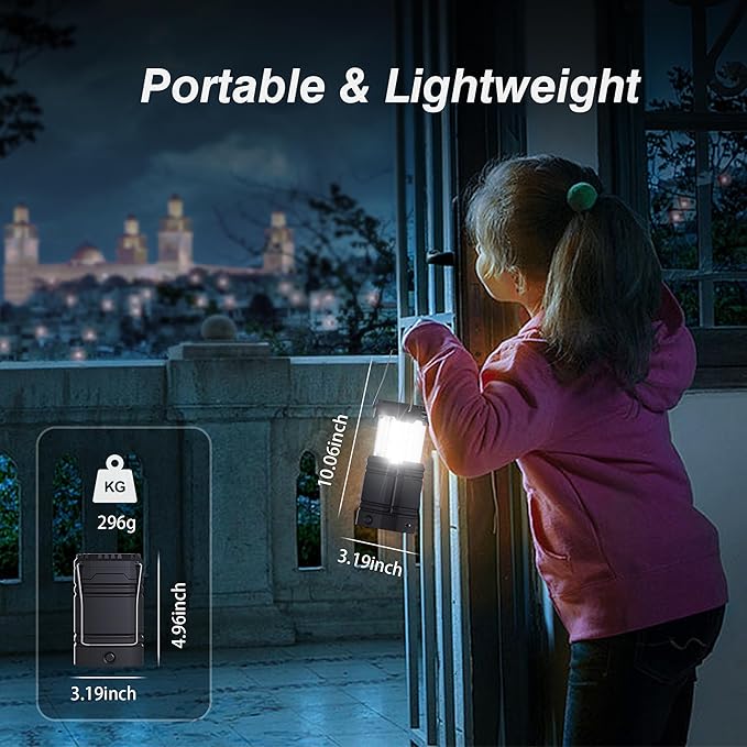 3000mAh Large Capacity Hand Crank Solar Camping Lantern, Portable Ultra Bright LED Torch, 23-26