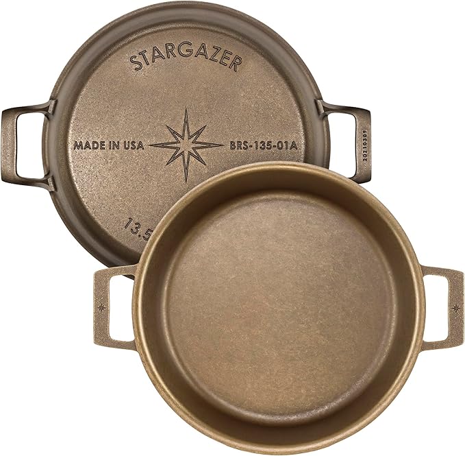 Stargazer 13.5-Inch Cast Iron Skillet | Made in USA, Seasoned, Premium Frying Pan for Grilling